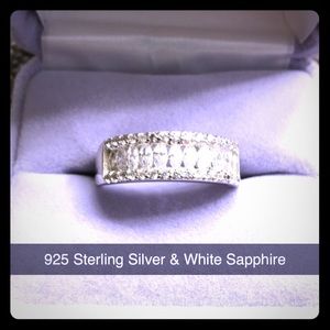 925 Sterling Silver Marquise white sapphire band